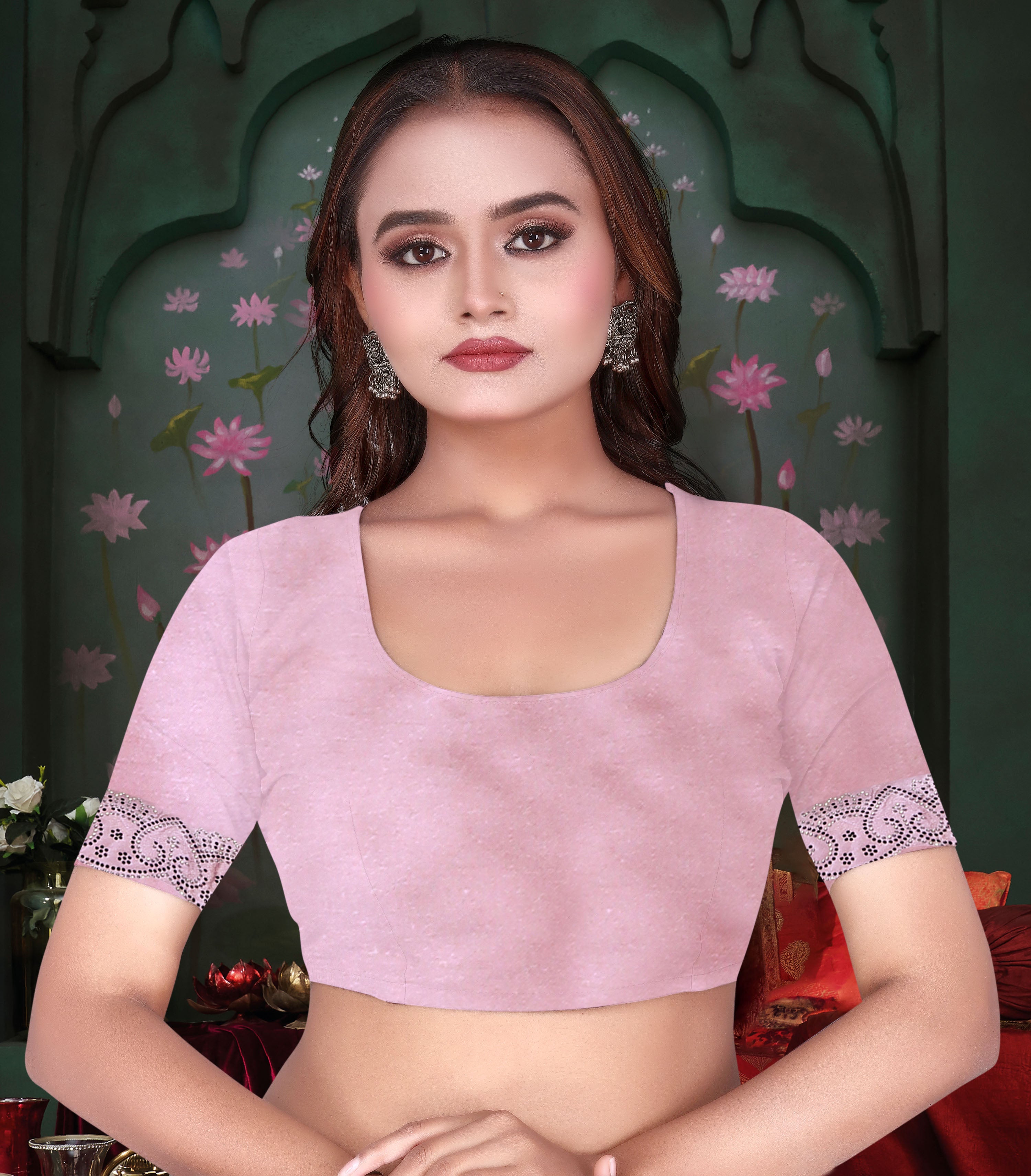 Satin Silk Saree with Siroski Stone Work & Cut Work – Party Wear Saree K-1-hart pistal pink