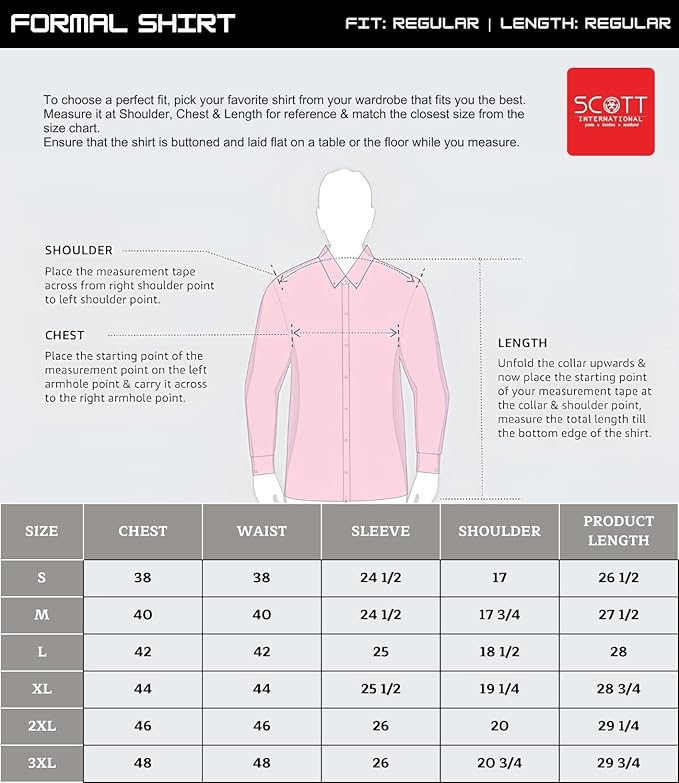 Premium Men's Wrinkle-Resistant Regular Fit Cotton Formal Shirt