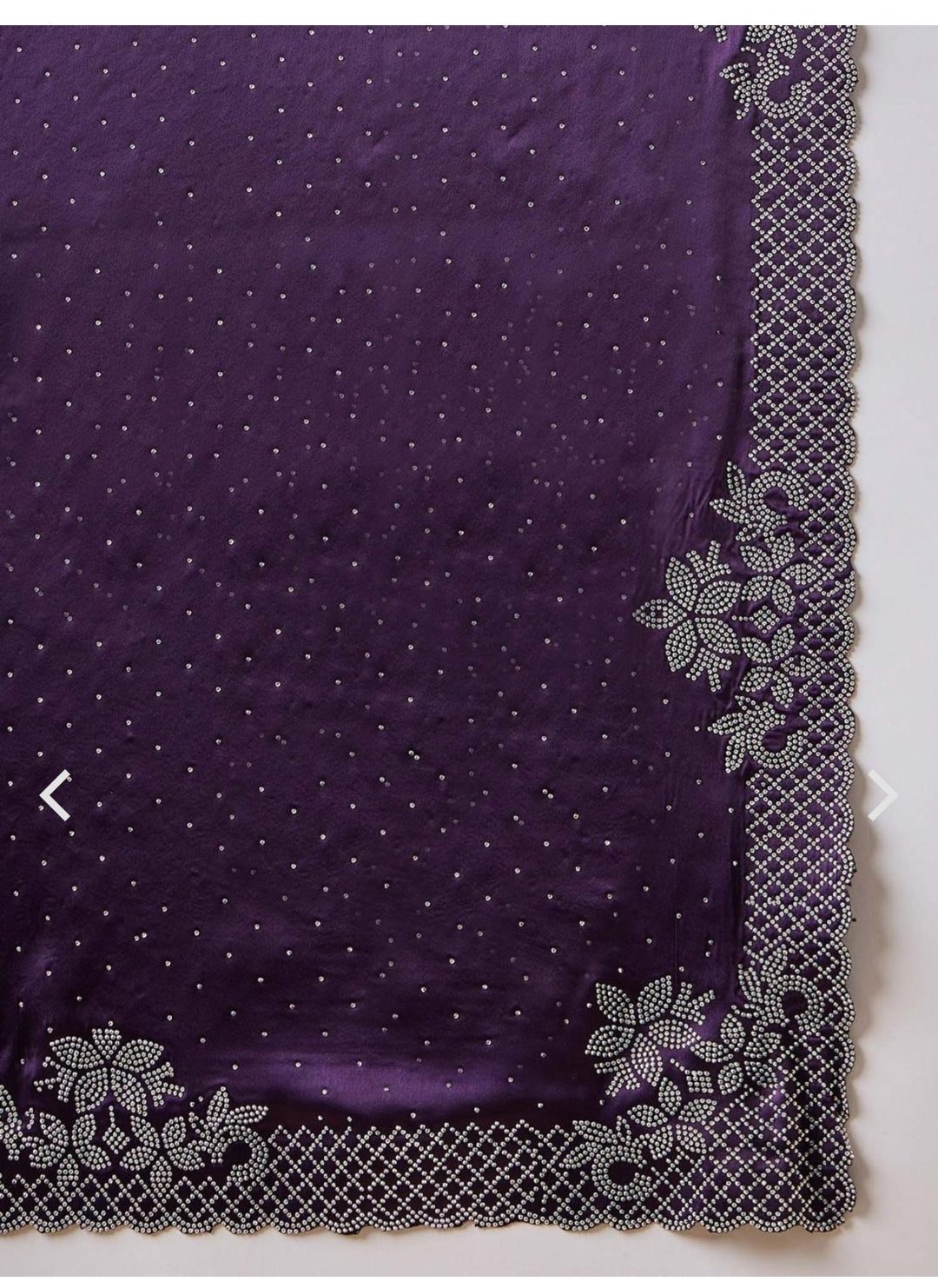 Women's Heavy Satin silk Lavender Colors Siroski work Cut work Saree