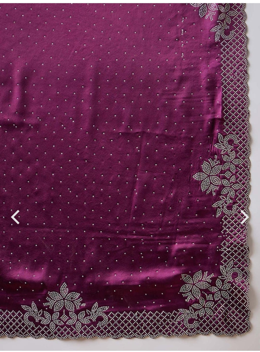 Women's Heavy Satin silk Lavender Colors Siroski work Cut work Saree