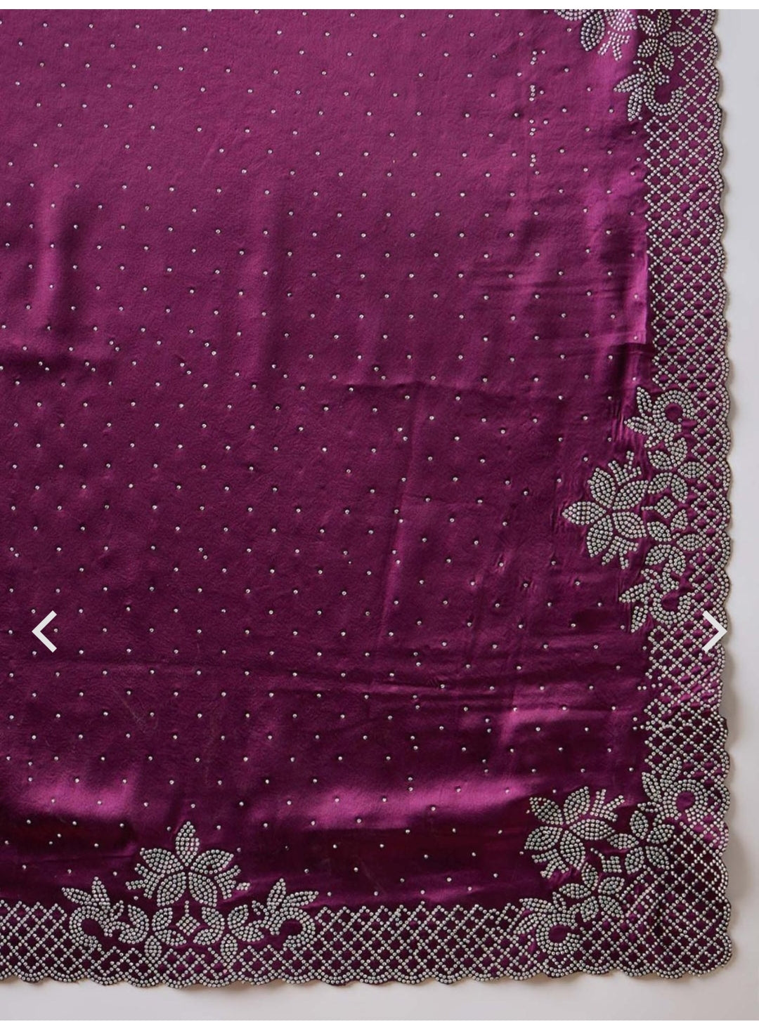 Women's Heavy Satin silk Lavender Colors Siroski work Cut work Saree