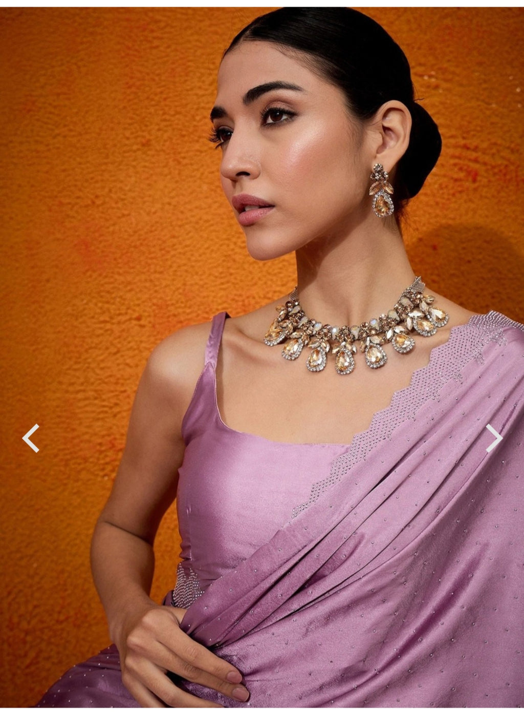 Designer Pure Satin Silk Cut Work Siroski border work saree and Siroski work matching blouse