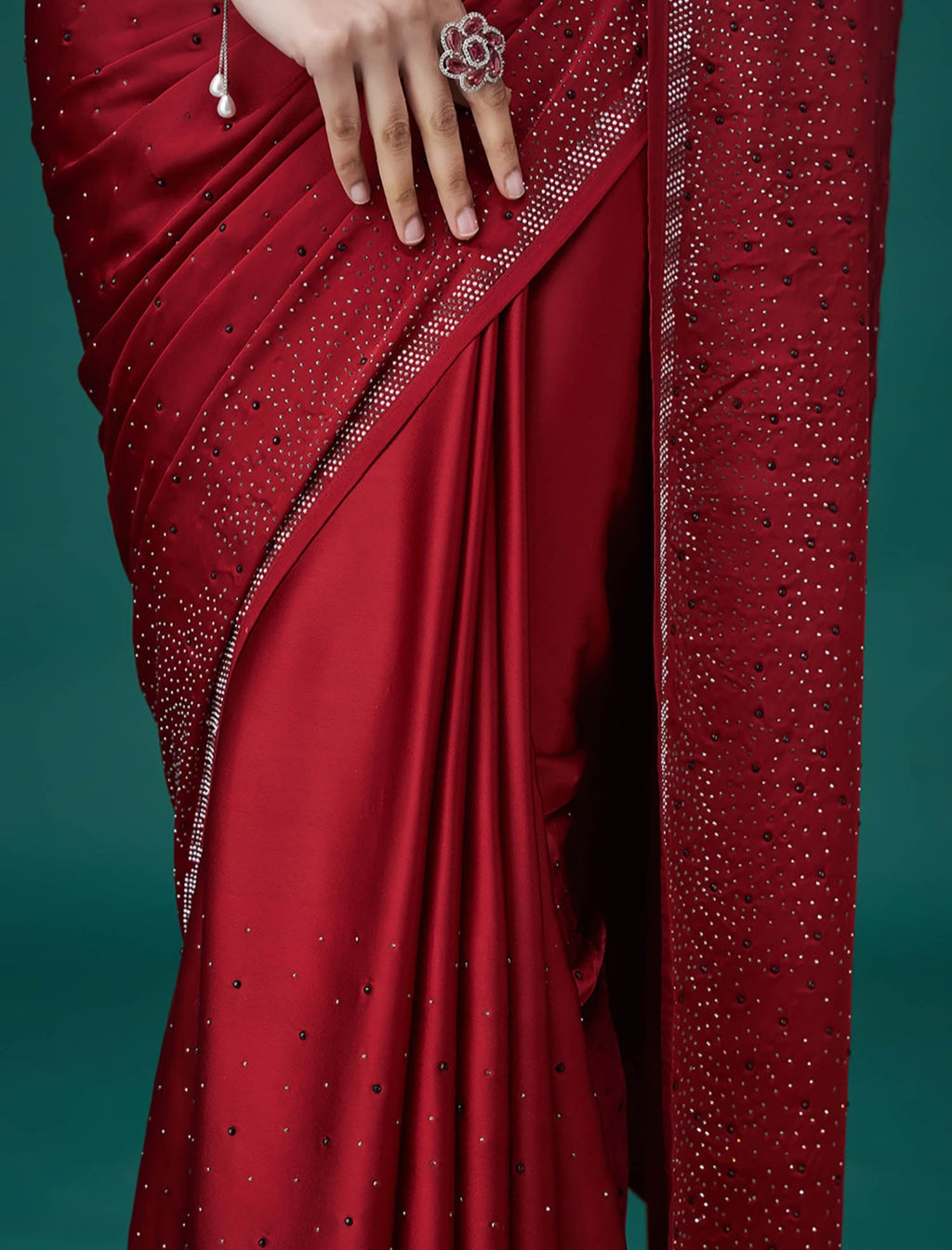 Women's Satin Slub Silk Purple Color with Siroski work