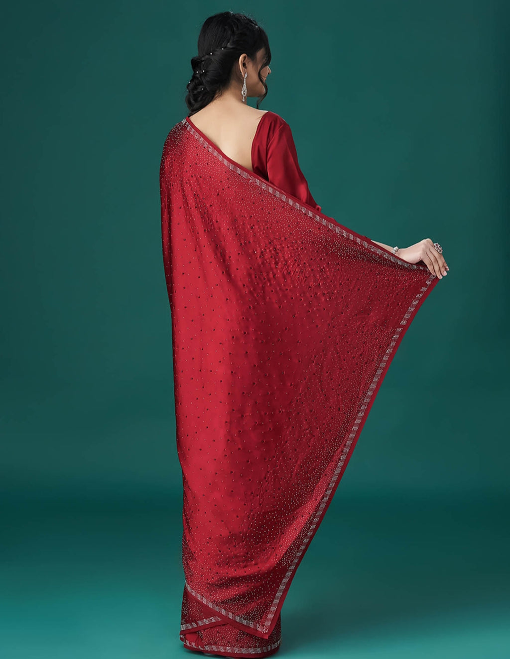 Women's Satin Slub Silk Purple Color with Siroski work