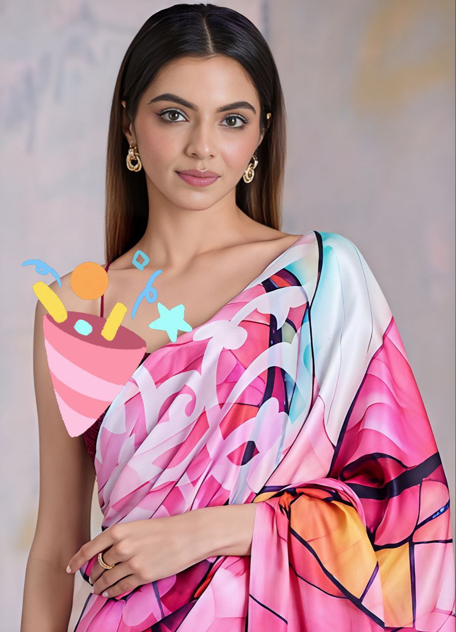 "Elegant Women's Handloom Tussar Silk Saree - Simple Multicolor Digital Print with Unstitched Blouse for Ethnic Indian Wear"