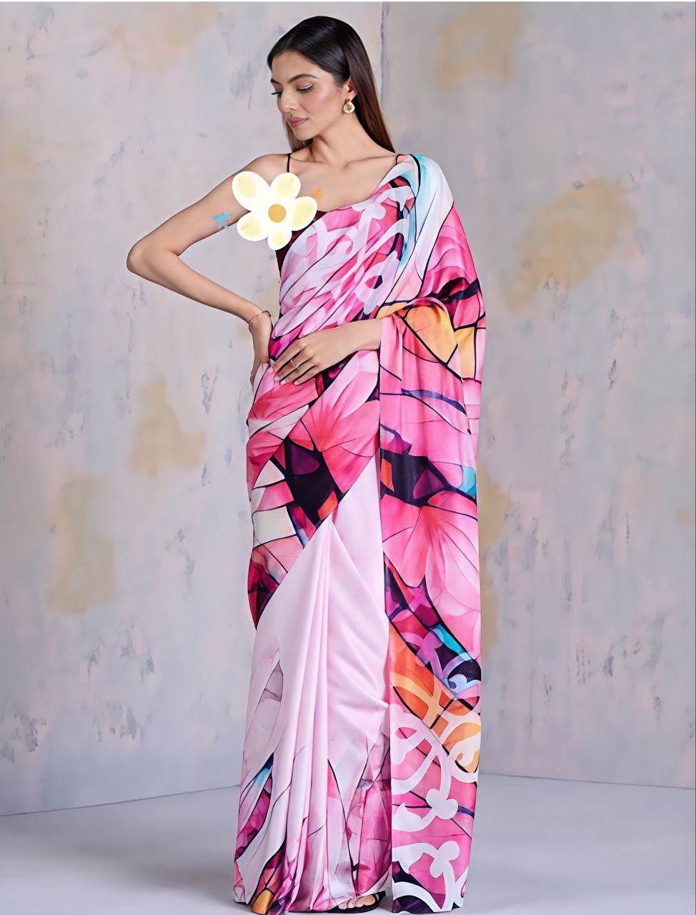 "Elegant Women's Handloom Tussar Silk Saree - Simple Multicolor Digital Print with Unstitched Blouse for Ethnic Indian Wear"