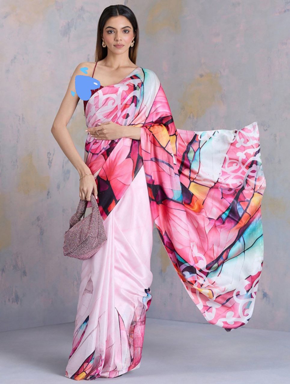 "Elegant Women's Handloom Tussar Silk Saree - Simple Multicolor Digital Print with Unstitched Blouse for Ethnic Indian Wear"