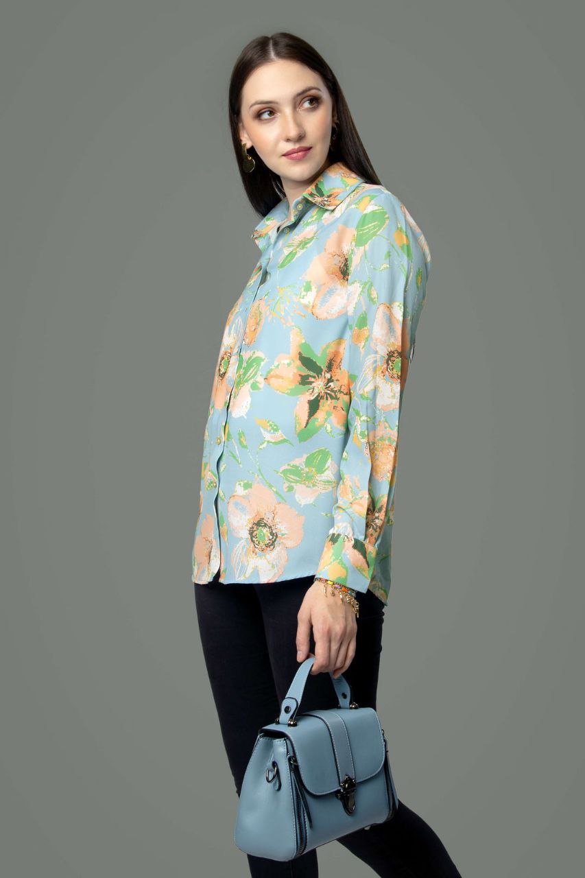 Women’s Casual Button-Down Shirt with Multicolor