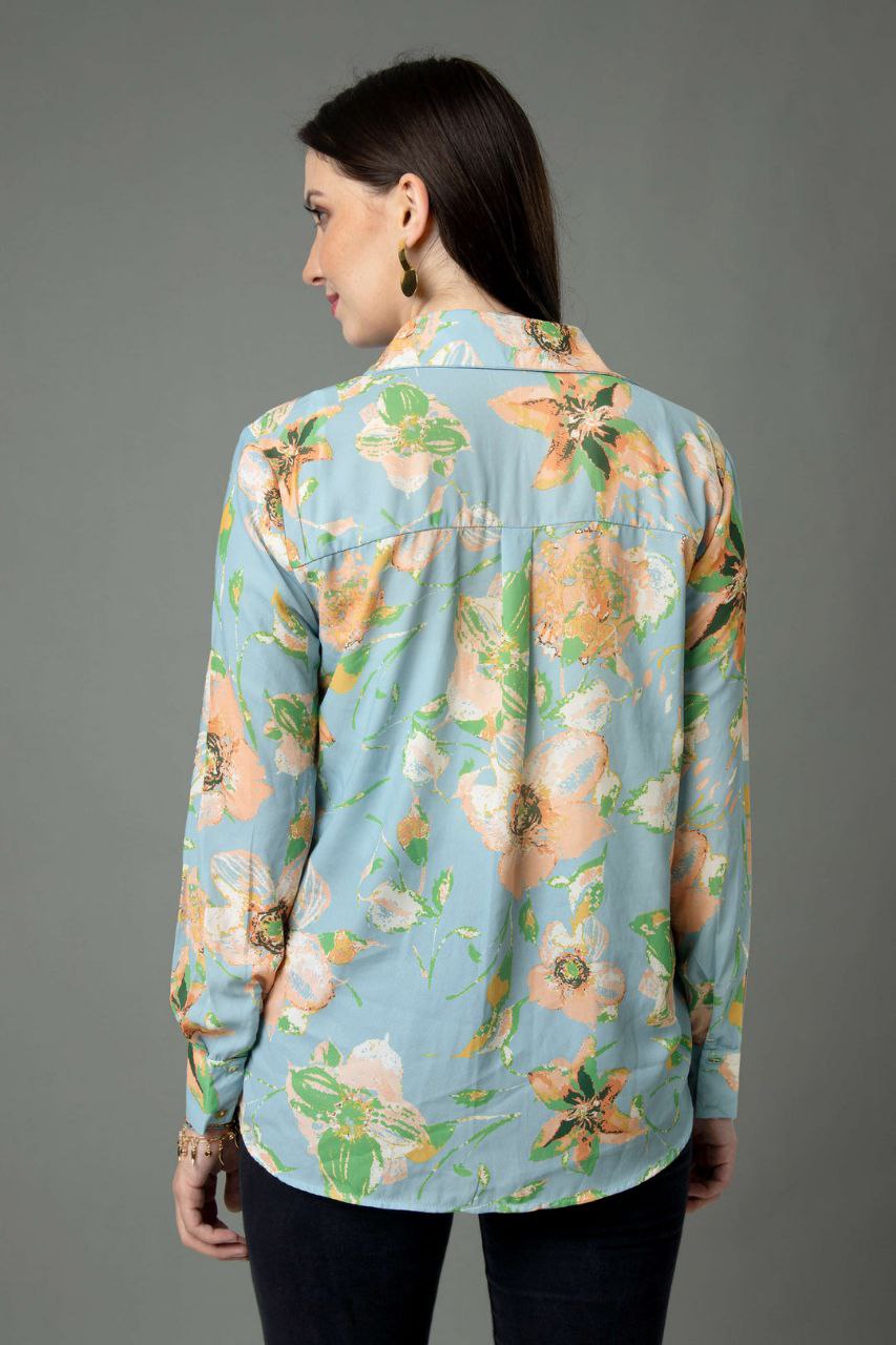 Women’s Casual Button-Down Shirt with Multicolor