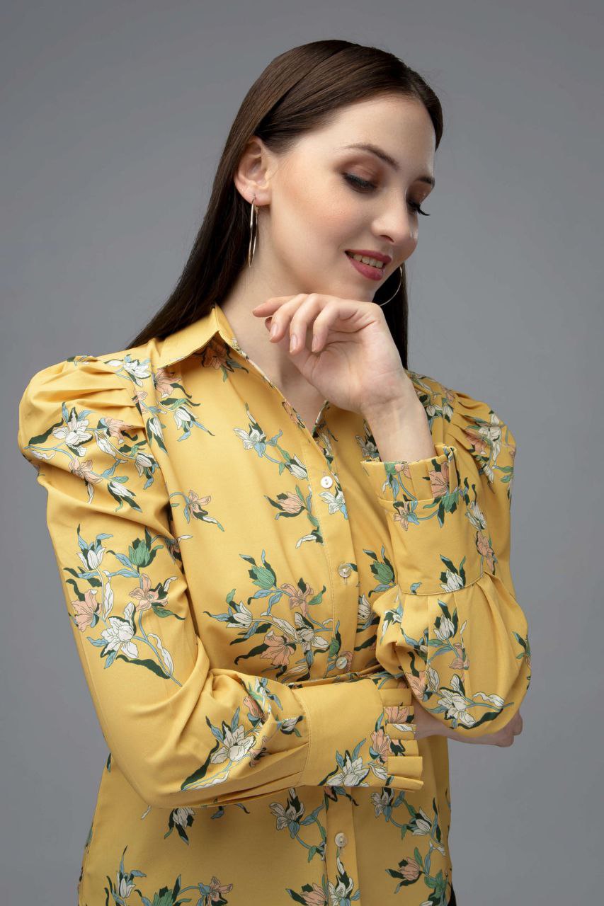 Women’s Korean Style Oversized Button-Down Long Sleeve Shirt | Trendy Floral Top for Women