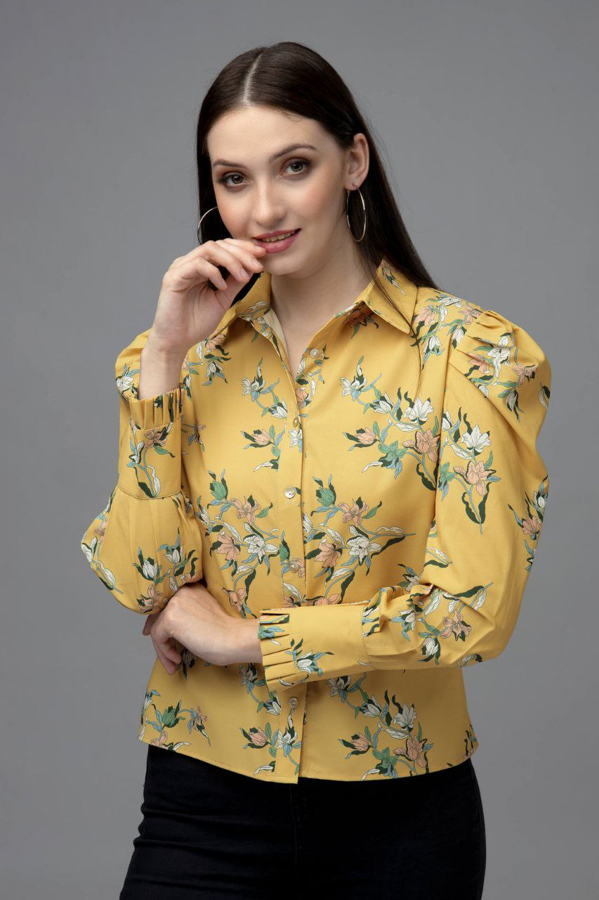 Women’s Korean Style Oversized Button-Down Long Sleeve Shirt | Trendy Floral Top for Women
