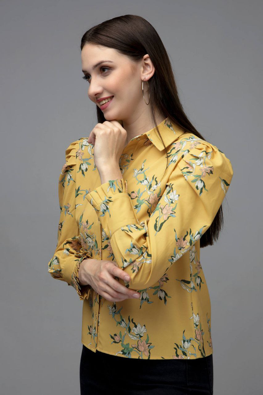 Women’s Korean Style Oversized Button-Down Long Sleeve Shirt | Trendy Floral Top for Women