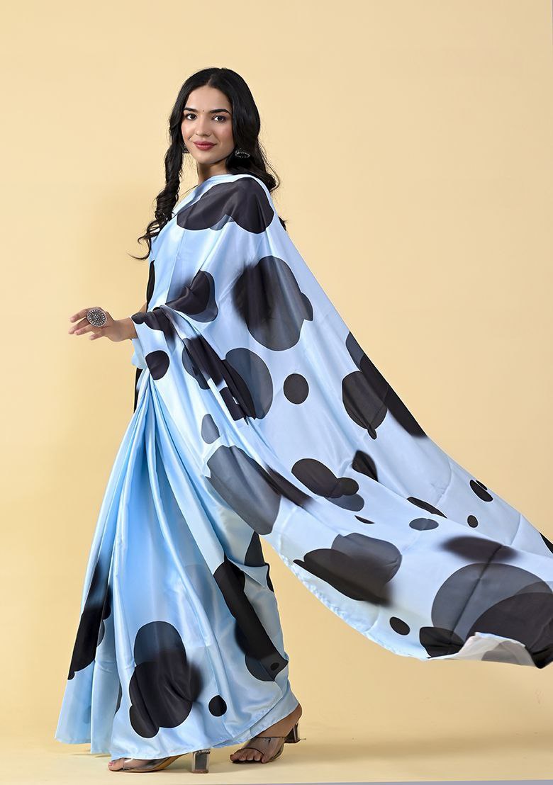 Women's Japan Satin Digital Floral printed Fashion Saree With Blouse Piece