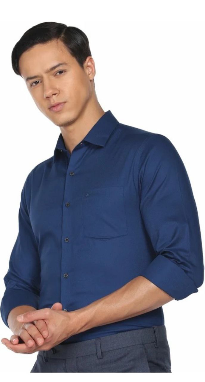 Premium Dark Blue Button-Down Dress Shirt for Men – High-Quality Cotton Formal Shirt, Perfect for Business Meetings, Weddings, and Special Occasions