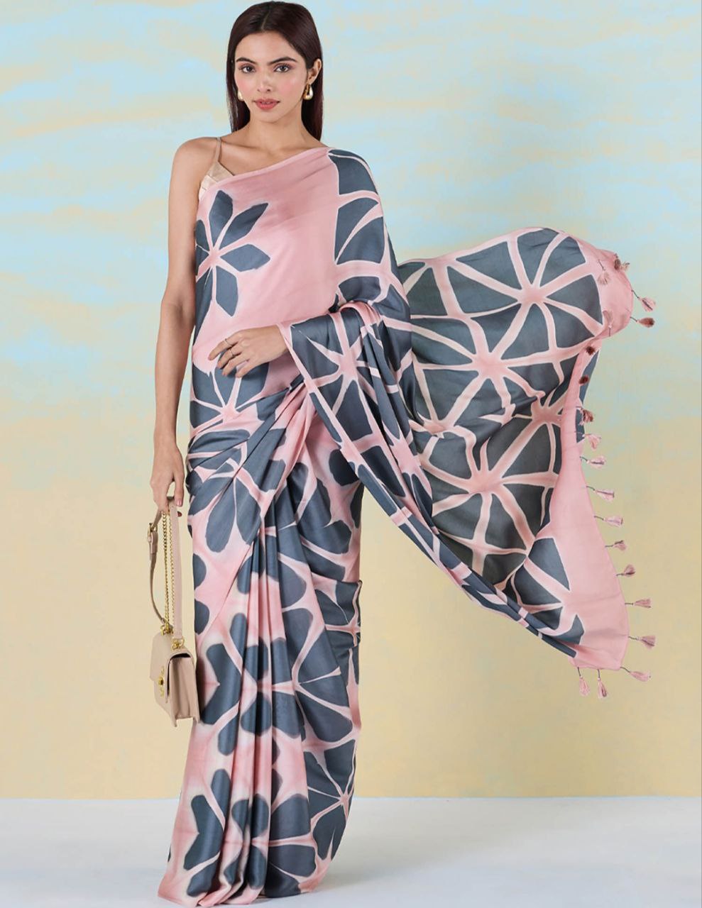 Trendy Digital Printed Satin Silk Saree for Parties