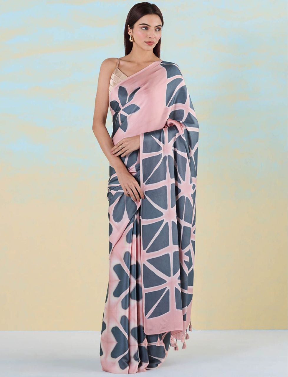 Trendy Digital Printed Satin Silk Saree for Parties