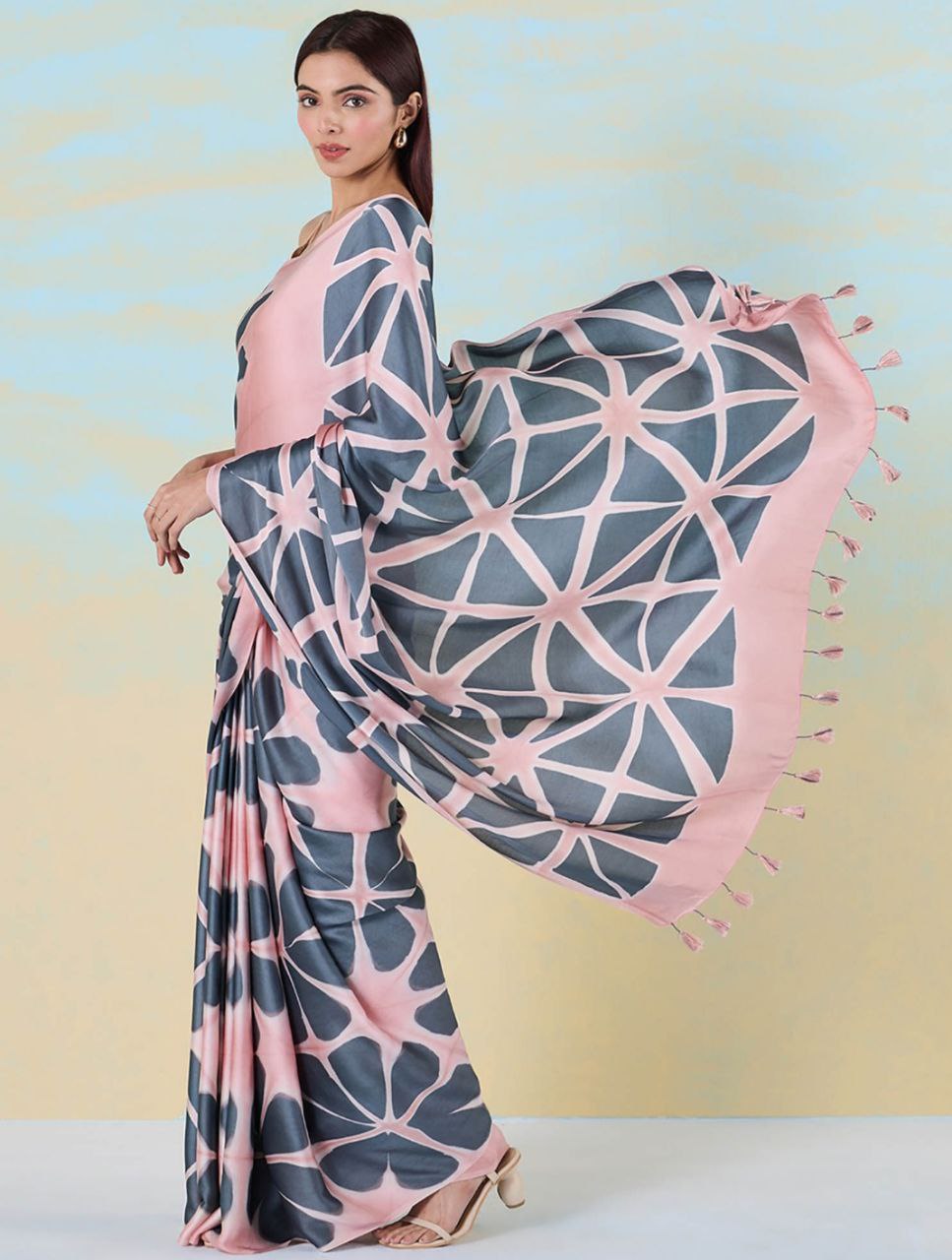 Trendy Digital Printed Satin Silk Saree for Parties