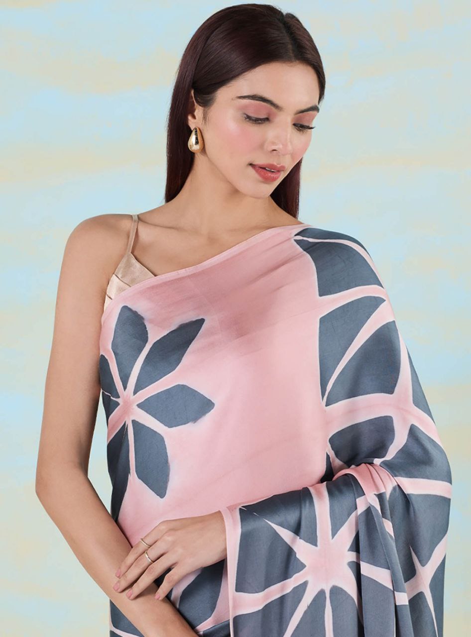 Trendy Digital Printed Satin Silk Saree for Parties