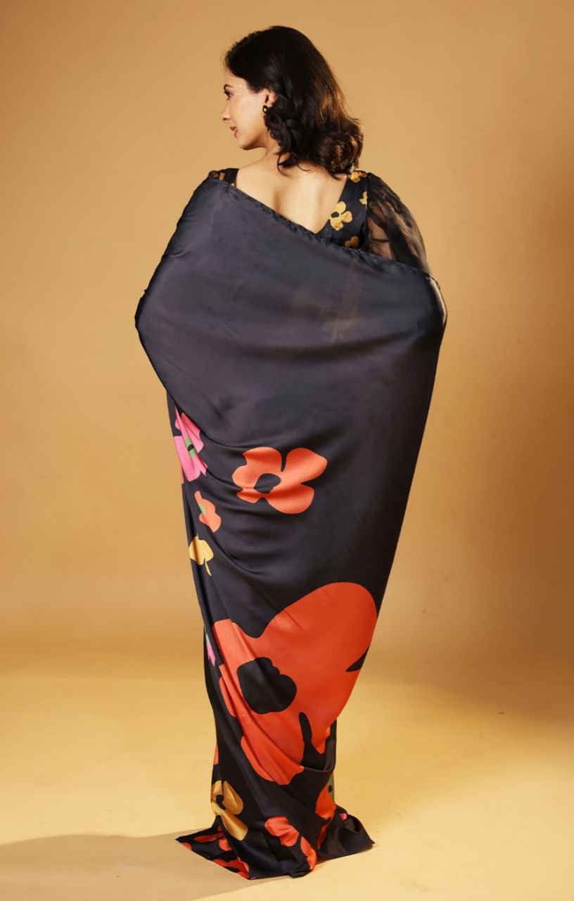 Lightweight Satin Silk Saree with Modern Digital Designs