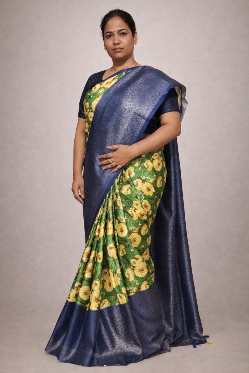 Digital Print Jacquard Saree – Elegant Designer Party Wear K-j-Jacquard-1